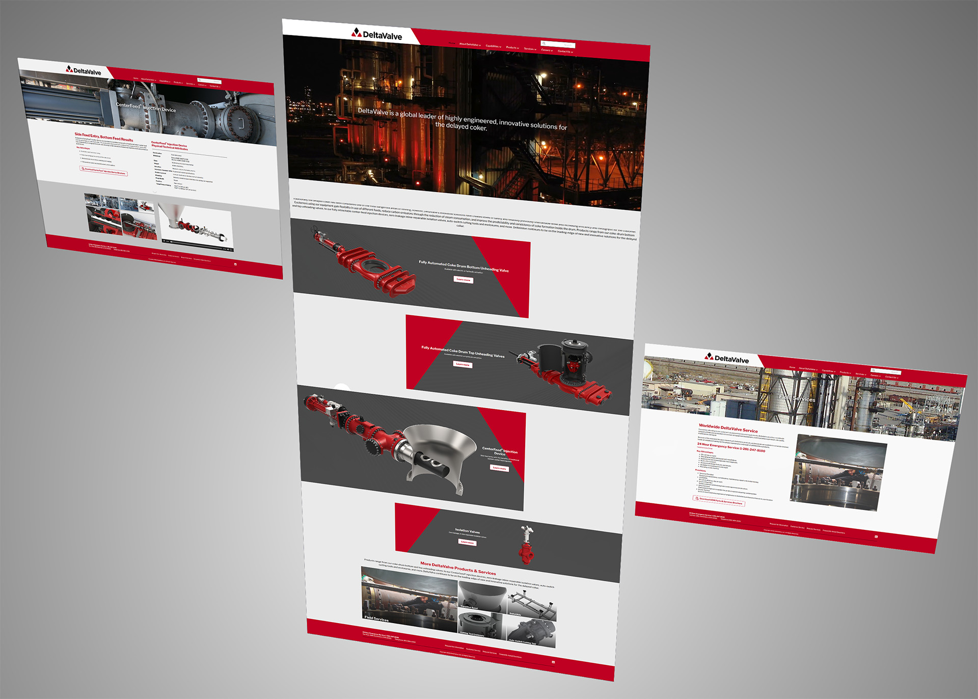 DeltaValve website redesign collage
