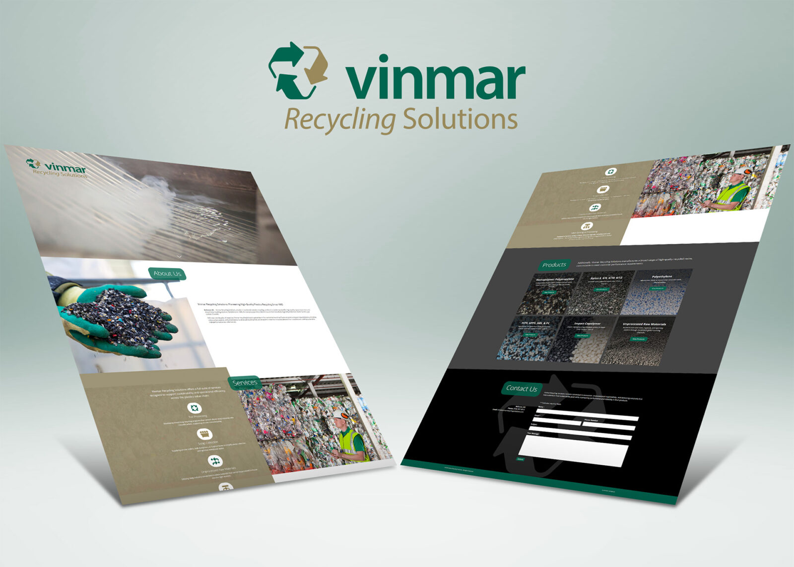 Vinmar Recycling Solutions logo website design collage